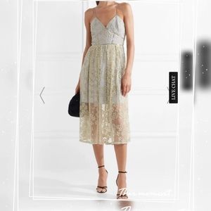 SP floral embroidered mesh midi dress